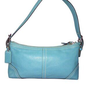 Coach 2007 Blue Leather Hampton Demi Baguette Satchel Bag